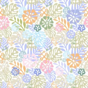 Vector tropical flowers patten. seamless design with gorgeus botanical elements イラスト素材