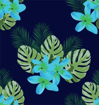 Vector Tropical Flowers Seamless Background Stock Illustration
