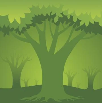 Vector tropical Green rainforest Jungle forest background stock illustration Stock Illustration