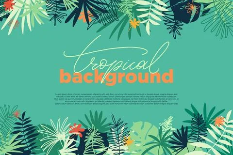 Vector tropical horizontal banner with copy space. Floral background with v.. Stock Illustration