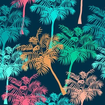 Vector tropical jungle palm tree leaves seamless pattern イラスト素材