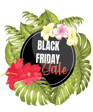 Vector tropical leaf black friday sale banner. Trending colors modern botan.. Stock Illustration