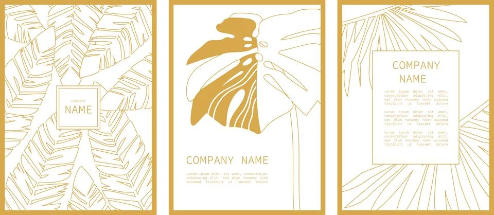 Vector tropical leaf poster set. Stock Illustration
