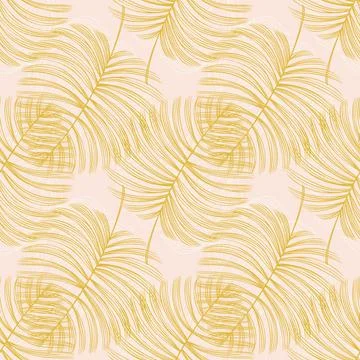 Vector Tropical Leaves Hand drawn Seamless Pattern. Paradise Botanical Textile Illustration
