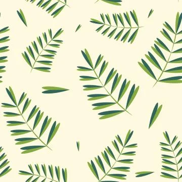 Vector tropical leaves pattern. Seamless botanic texture. Spring floral backg Stock Illustration