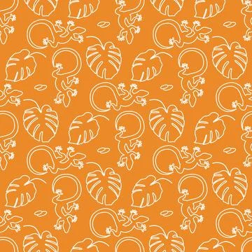 Vector Tropical Pattern Monstera Lizard Summer Illustrazione stock