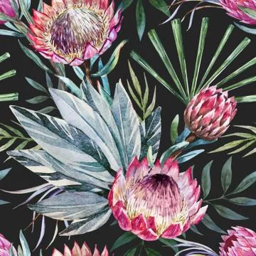 Vector tropical protea pattern Stock-Illustration