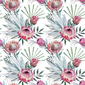 Vector tropical protea pattern Stock Illustration