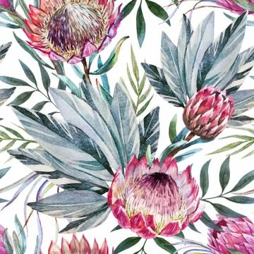 Vector tropical protea pattern Stock Illustration