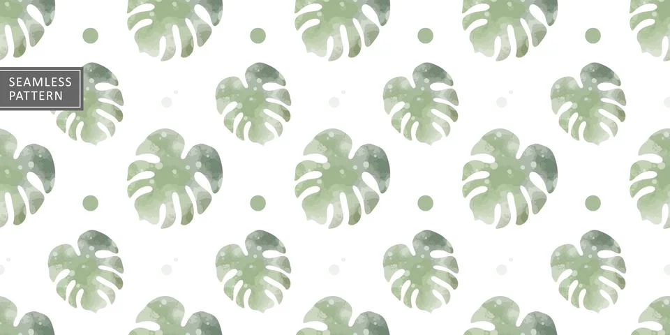 Vector tropical seamless pattern with monstera leaves Stock Illustration