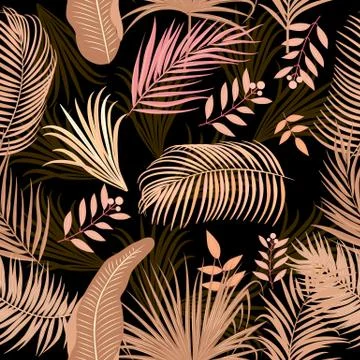 Vector tropical seamless pattern in pink colors. Botany design. Stockillustratie