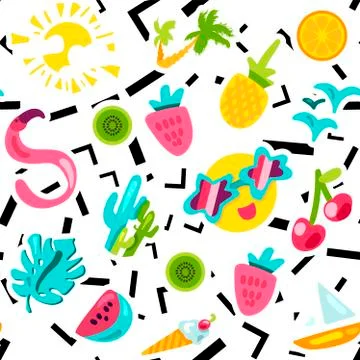 Vector Tropical Summer Seamless Pattern Stock Illustration