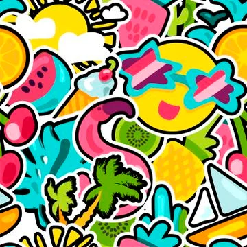 Vector Tropical Summer Seamless Pattern Stock Illustration