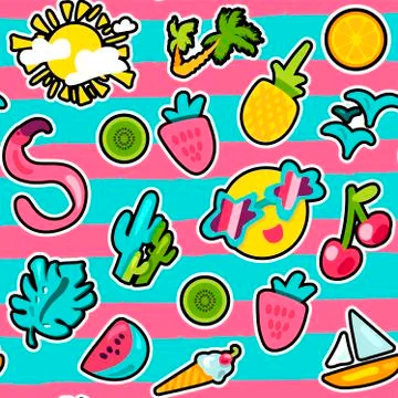 Vector Tropical Summer Seamless Pattern Stock Illustration