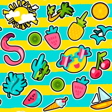 Vector Tropical Summer Seamless Pattern Stock Illustration