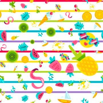 Vector Tropical Summer Seamless Pattern Illustrazione stock