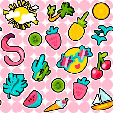 Vector Tropical Summer Seamless Pattern Stock Illustration