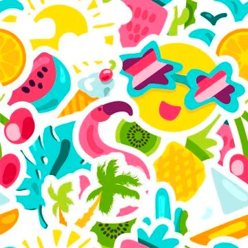 Vector Tropical Summer Seamless Pattern Illustrazione stock
