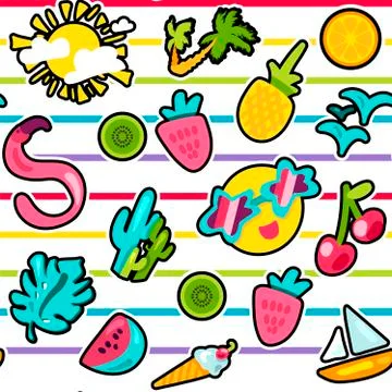 Vector Tropical Summer Seamless Pattern Stock Illustration