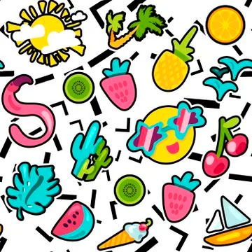 Vector Tropical Summer Seamless Pattern Stock Illustration