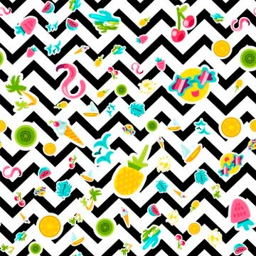Vector Tropical Summer Seamless Pattern Stock Illustration
