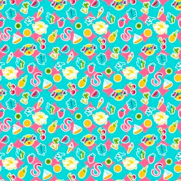 Vector Tropical Summer Seamless Pattern Stock Illustration