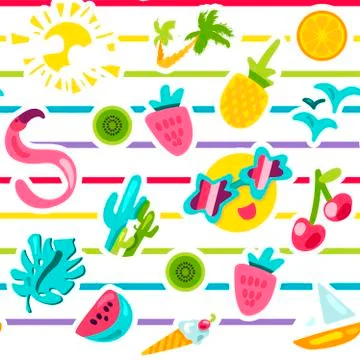 Vector Tropical Summer Seamless Pattern Stock Illustration