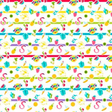 Vector Tropical Summer Seamless Pattern Illustrazione stock