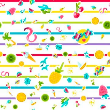 Vector Tropical Summer Seamless Pattern Illustrazione stock