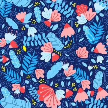 Vector tropical trendy seamless pattern with leave Stock Illustration