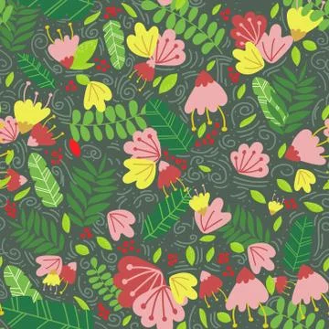 Vector tropical trendy seamless pattern with leave Stock Illustration