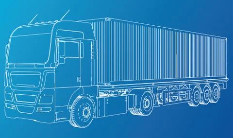 Vector truck. Abstract drawing. Wire-frame. EPS10 format. Vector created of 3d. Illustrazione stock