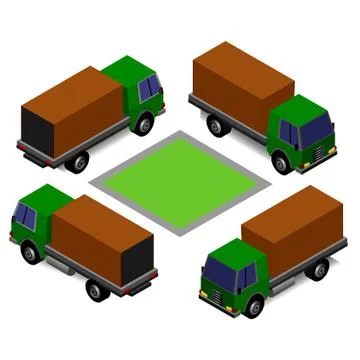 Vector truck isometric under different viewing angle. Stock Illustration