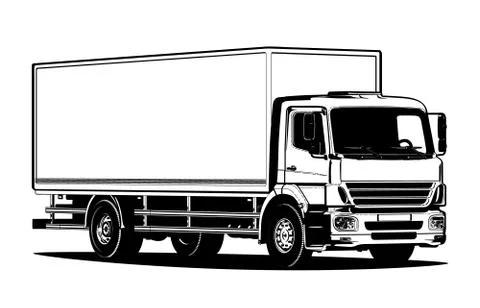 Vector truck outline template isolated on white Stock Illustration