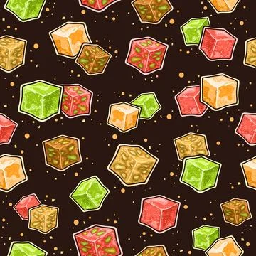 Vector Turkish Lokum seamless pattern Stock Illustration