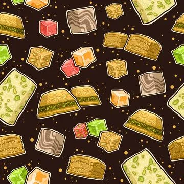 Vector Turkish Sweets seamless pattern Stock Illustration