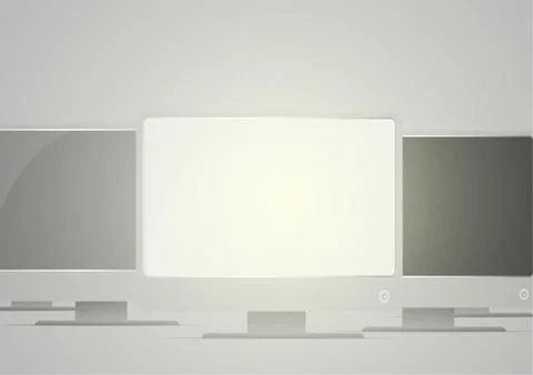 Vector : Turn on and turn off computer monitor Stock Illustration