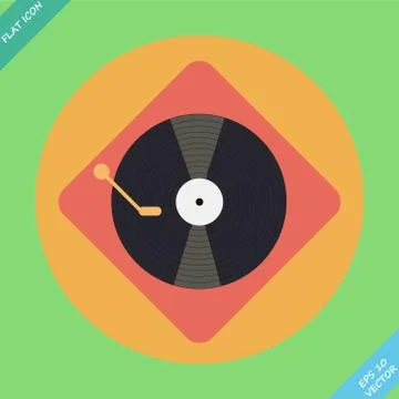 Vector turntable player icon. Flat design 스톡 일러스트