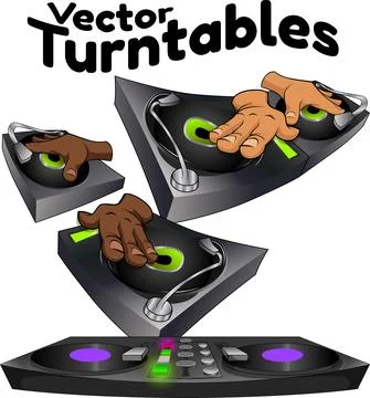 Vector Turntables 스톡 일러스트