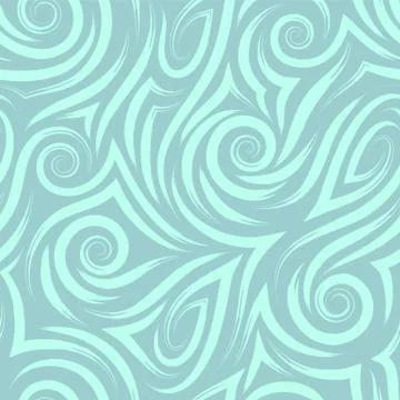 Vector turquoise seamless pattern of spirals and curls for decoration and Illustrazione stock