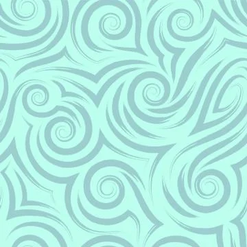 Vector turquoise seamless pattern of spirals and curls for decoration and 스톡 일러스트