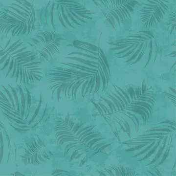 Vector turquoise seamless trendy wall background. Palm leaves silhouettes Stock-Illustration