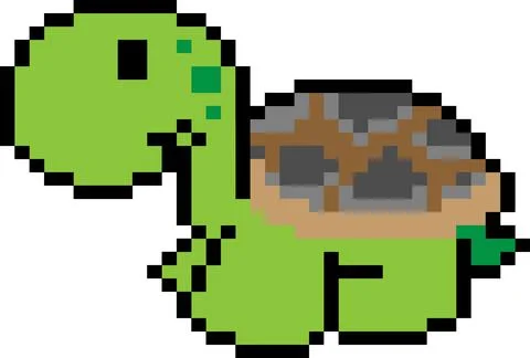 Vector of a turtle created with Pixel Art isolated on the white background Stock Illustration