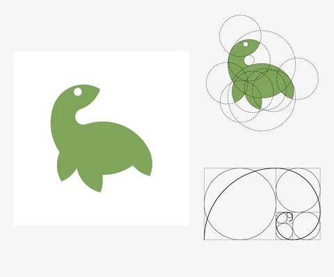Vector turtle in golden ratio style. Editable illustration Stock Illustration