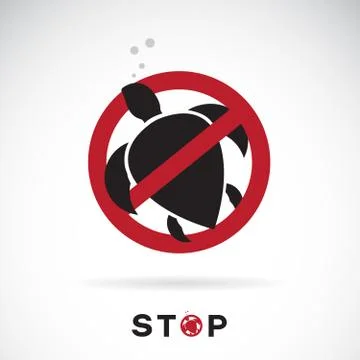 Vector of turtle in red stop sign on white background. No turtle. Reptile. Ea 스톡 일러스트