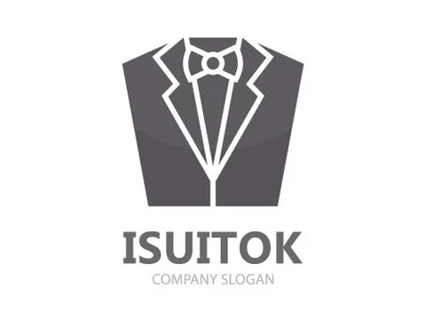 Vector tuxedo logo design. Jacket logo. Suit logo. Tuxedo with butterfly icon Stock Illustration
