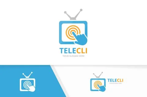 Vector tv and click logo combination. Television and cursor symbol or icon Stock Illustration