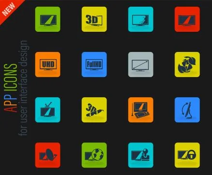 Vector TV features and specifications Stock Illustration