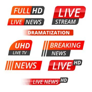 Vector tv news banner interface , news label strip or icon, live news, breaking Stock Illustration