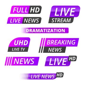 Vector tv news banner interface , news label strip or icon, live news, breaking Illustrazione stock